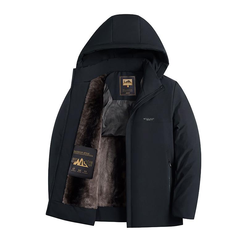 Men's Fleece Thickened Cotton Hooded Warm Jacket