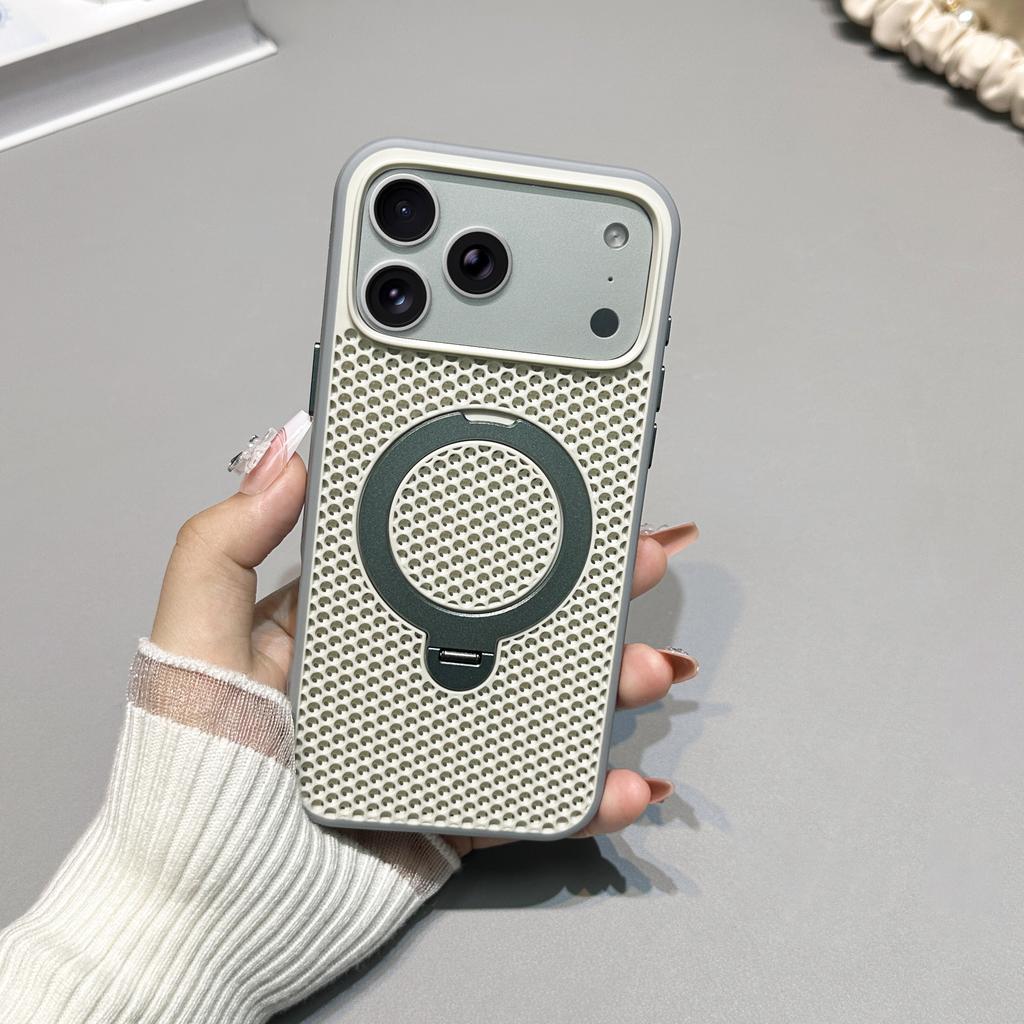360 Rotating Kickstand Magnetic Phone Case for iPhone 17 Pro Max 16 Plus 15 14 13 12 11 Eat Dissipation Comfortable Grip Cover