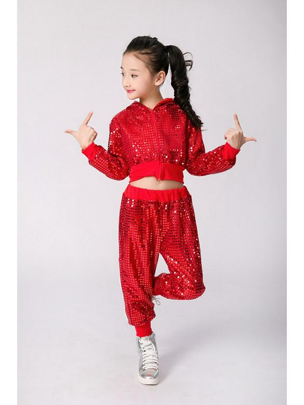 Unisex Children's Sequin Dance Costume - Cheer, Jazz, and Hip-Hop Outfit