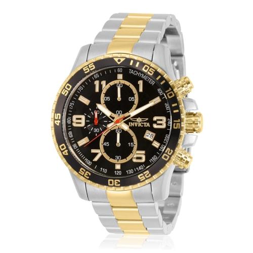 

Invicta Specialty Quartz Watch, 45mm Case, Steel/Gold Case, Stainless Steel Strap, Black Dial, Men s, 14876, Officially Imported, Silver
