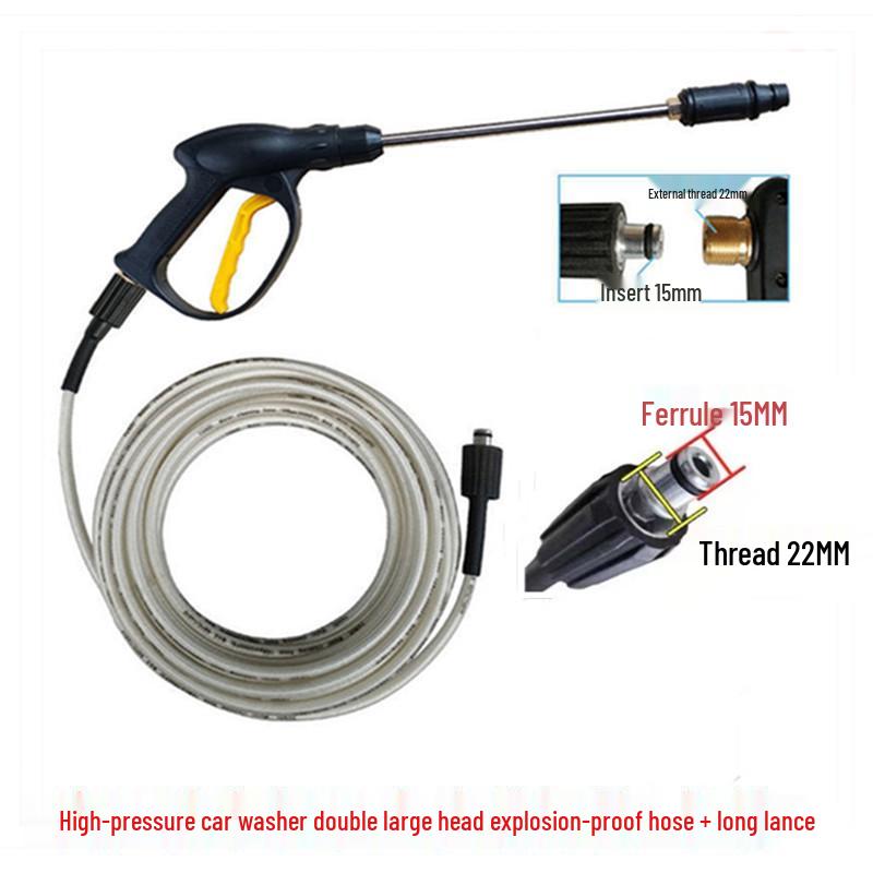 Stainless Steel High-Pressure Car Washer Hose Set with Nozzle