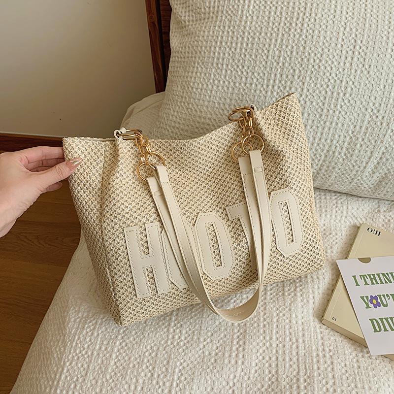 

Большая вместимость модная корейская соломенная плетеная сумка весенняя новая высококачественная сумка через плечо подмышку сумка-тоут