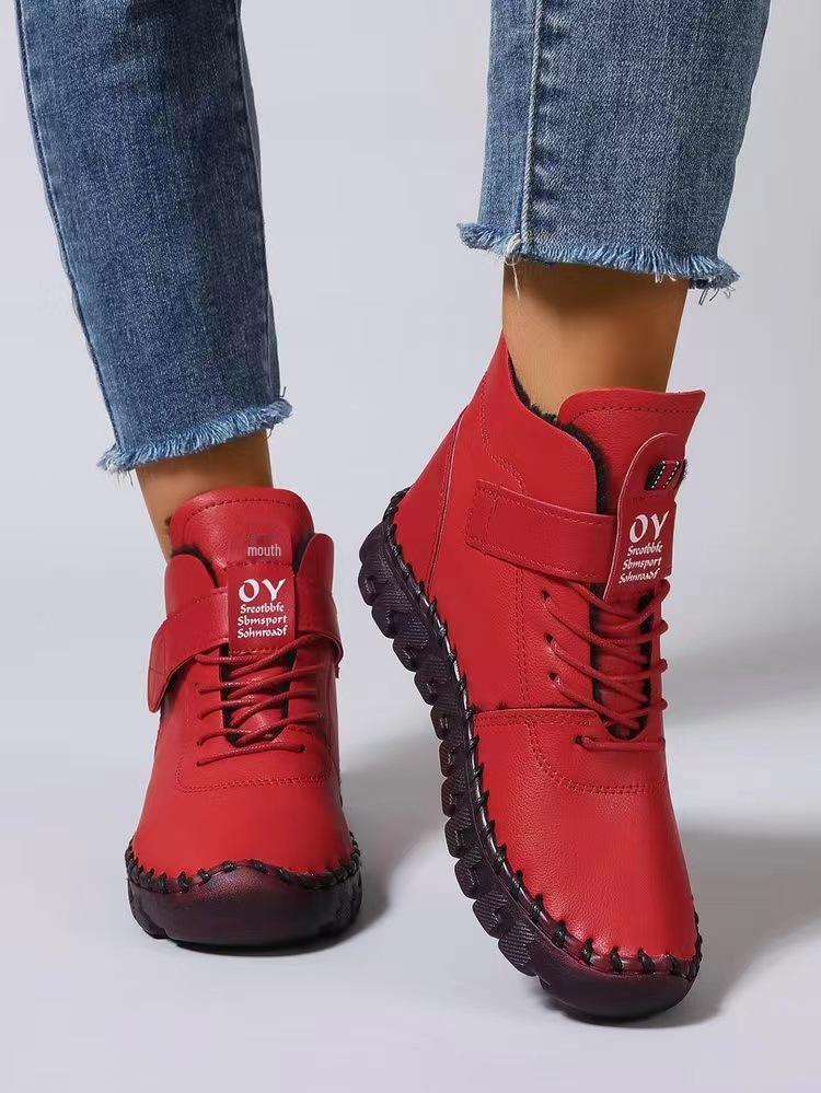 

Женские бархатные теплые высокие туфли на плоской подошве: Сшитые вручную зимние хлопковые туфли с мягкой подошвой 41