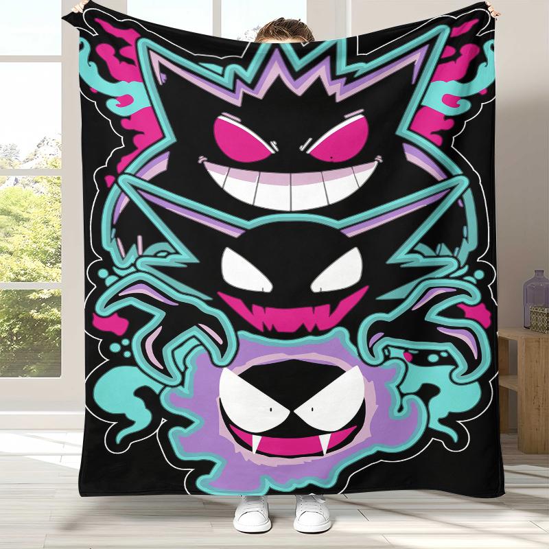 

Gengar Pokemon Cartoon Ectoplasma Flannel Blanket,Ultra Soft Warm Plush Throw for Home Bedroom Bed Sofa Cover Picnic gift 75x90cm