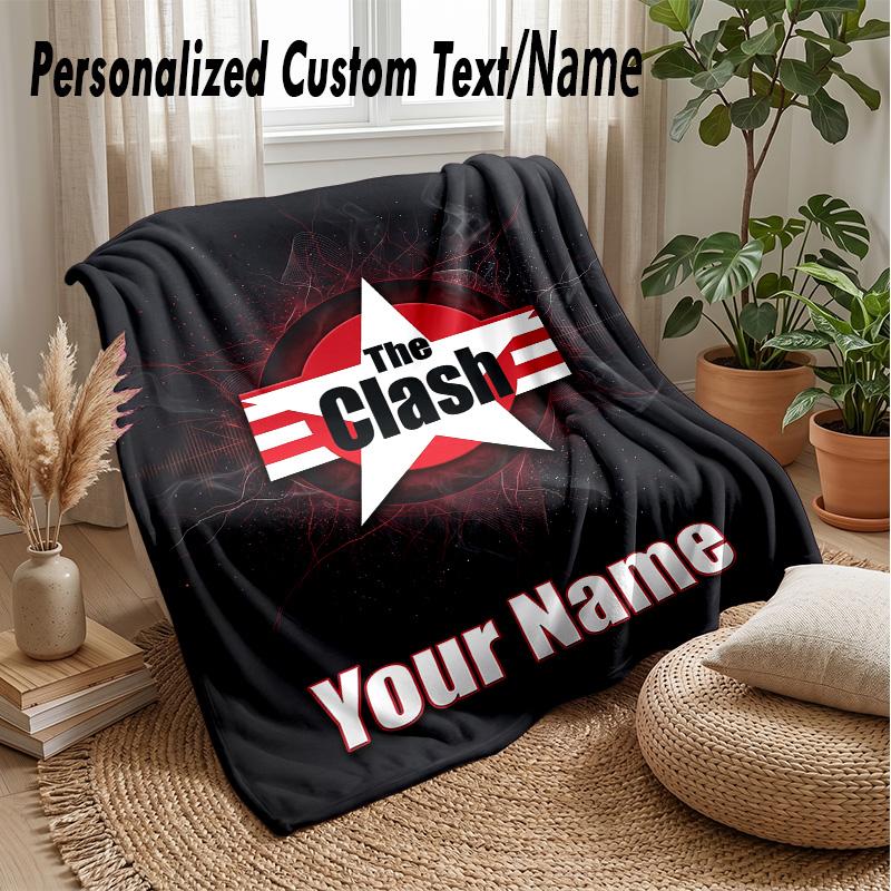The Clash Custom Flannel Throw Blanket Print Your Name Text Soft Warm Blanket Holiday Present