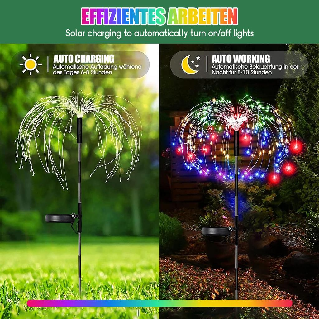 3/4/5PCS LED Solar Firework Light ,Outdoor Waterproof Garden Lights 8 Modes Fairy Lights For Party Pathway Yard DIY Decor