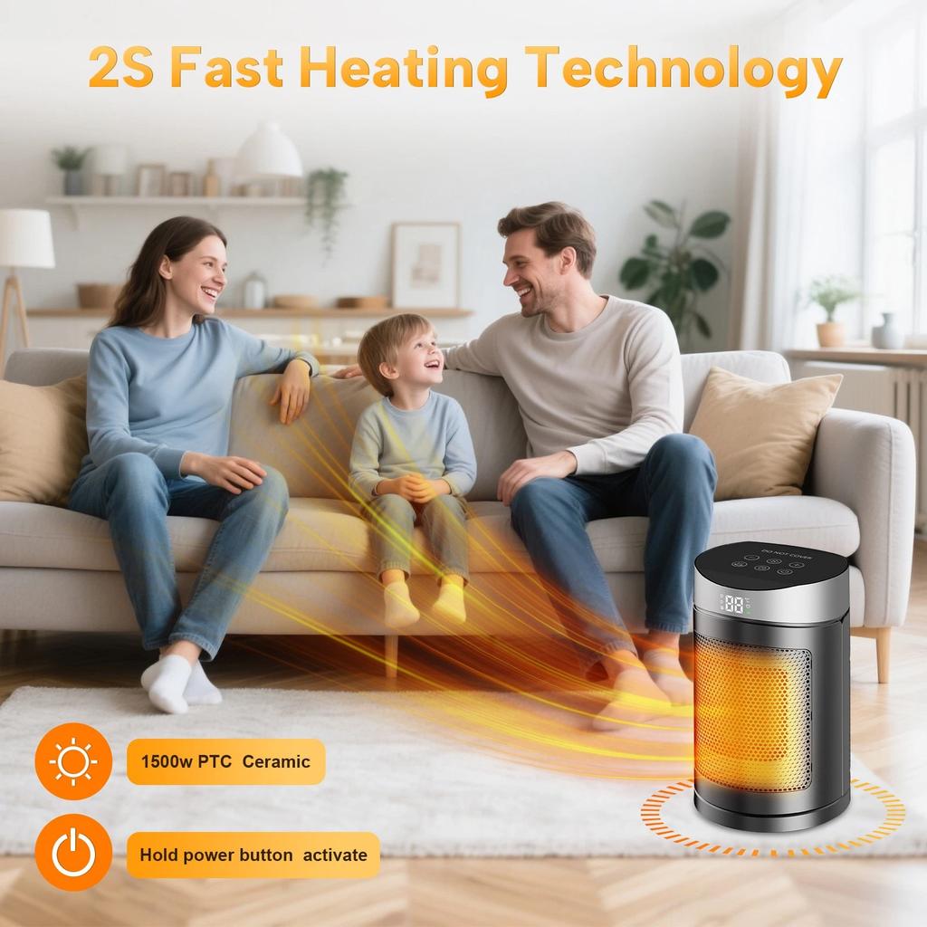 Portable Electric Smart Desktop Heater Table Mini Warmer With Thermostat Remote12H Timer For Home Bedroom Office Heating Fans