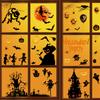 9 Feuilles Décorations Autocollantes pour Fenêtres Halloween Chauves-souris Château Toile d'Araignée Autocollants en Verre Pour Décoration de Fête d'Halloween 20 x 30cm