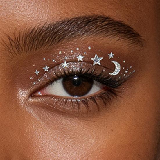 Metallic Eye Tattoo Stickers, Waterproof Temporary Freckle Decals, Sparkling Foil Eye Makeup for Festival Party, Glitter Face Art