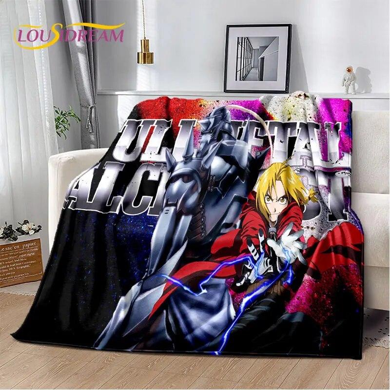 Fullmetal Alchemist Anime Cartoon Soft Plush Blanket,Flannel Blanket Throw Blanket for Living Room Bedroom Bed Sofa Picnic Cover