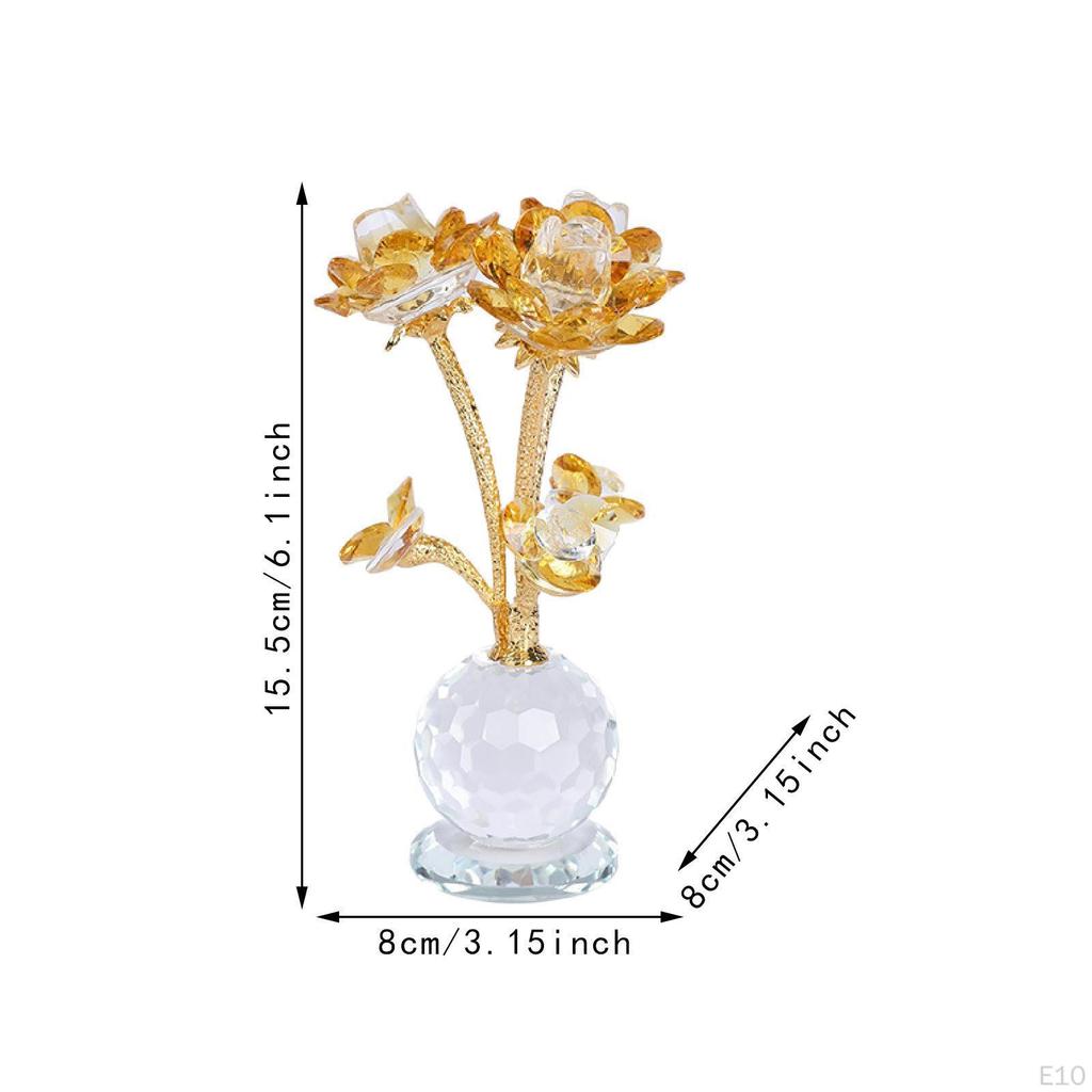 Lotus Flower Figurine Artwork Glass Statue for Cabinet Wedding Shelves