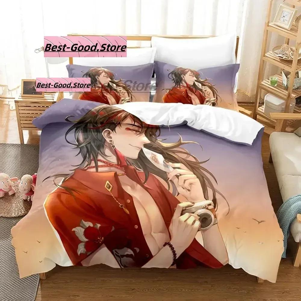 Hololive Vox Akuma Bedding Set Duvet Cover Sheet Printed Bed Set Pillowcase Bed Full Queen King Size Comforter Bedroom