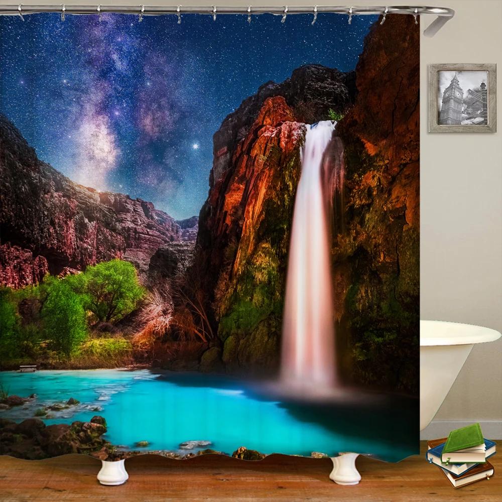Serene Natural Scenery Shower Curtain with Hooks  Outdoor Vibe Decor for Bathrooms, Reinforced Eyelets & Easy To Clean
