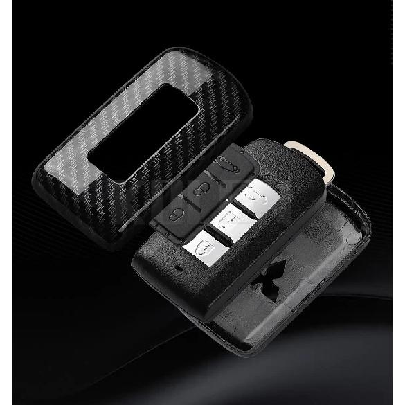 ABS Carbon Fiber Style Car Key Case Cover For Mitsubishi Xpander Outlander ASX Pajero Eclipse Cross Montero Protected Shell Fob