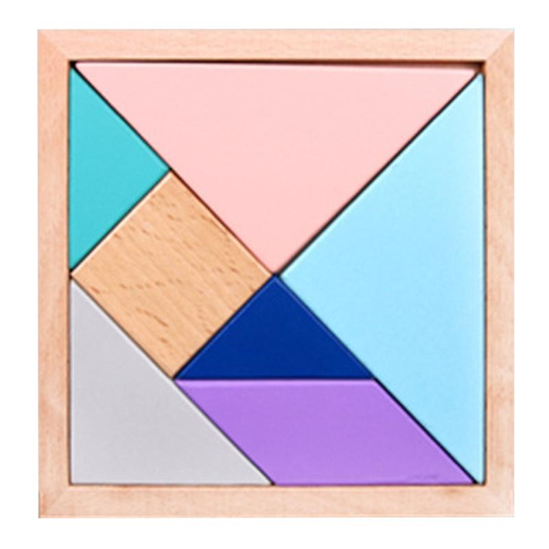 

Деревянный пазл Tangram Montessori, пазл-коробка, 3D-пазл, игрушка для раннего обучения, сортировка по форме, подарок на день рождения для детей от 1 года M