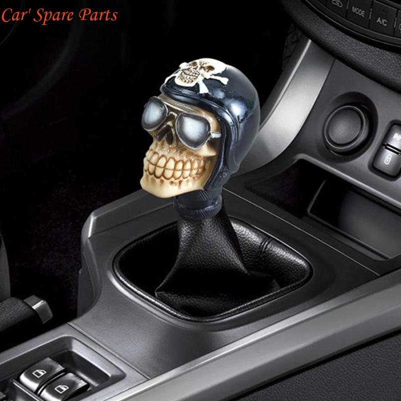 Y4UA Elegante Pomo de Palanca de Cambios con Cabeza de Calavera con Adaptador Decoraciones para Palanca de Cambios Manual Manija de Cambios Manuales para Mejora del Interior del Coche