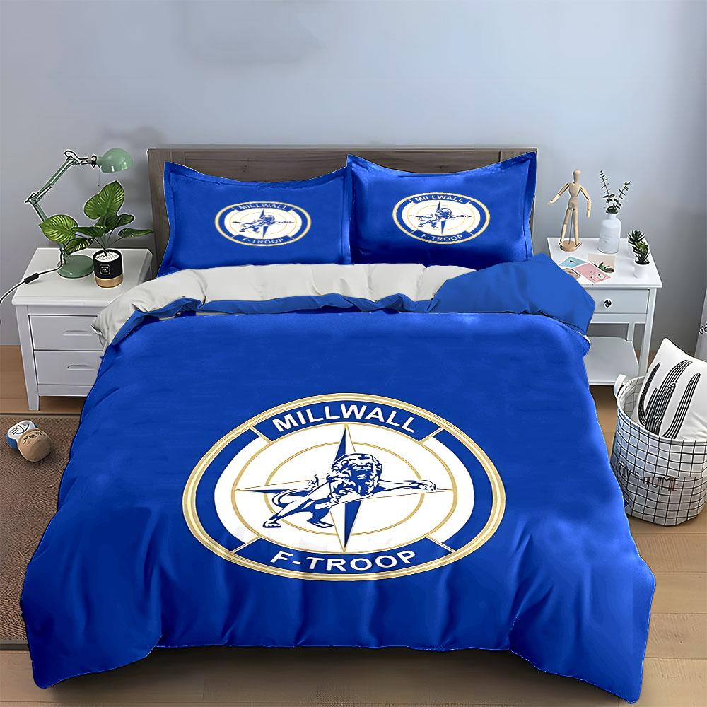 Millwall Lion Logo Blue Print Bedding Duvet Cover Set Duvet Cover Pillowcases (1*Duvet Cover 2*Pillowcases, without duvet insert)