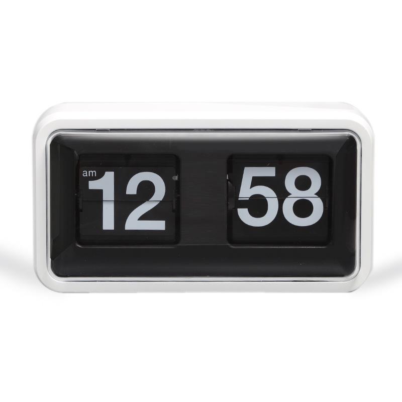 Retro Cat's Eye Flip Clock - Pure Black/White, Transparent Carving Design for Desk or Living Room