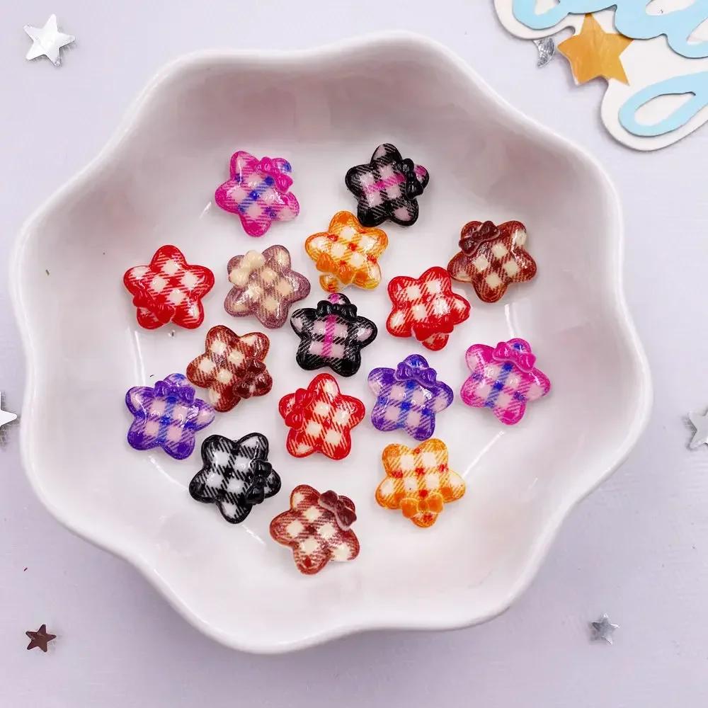 50Pcs Mix 11mm Cute Grid Bowknot Flower Nail Art Flat back Rhinestone Scrapbook DIY Valentine's Day Appliques Crafts Accessories
