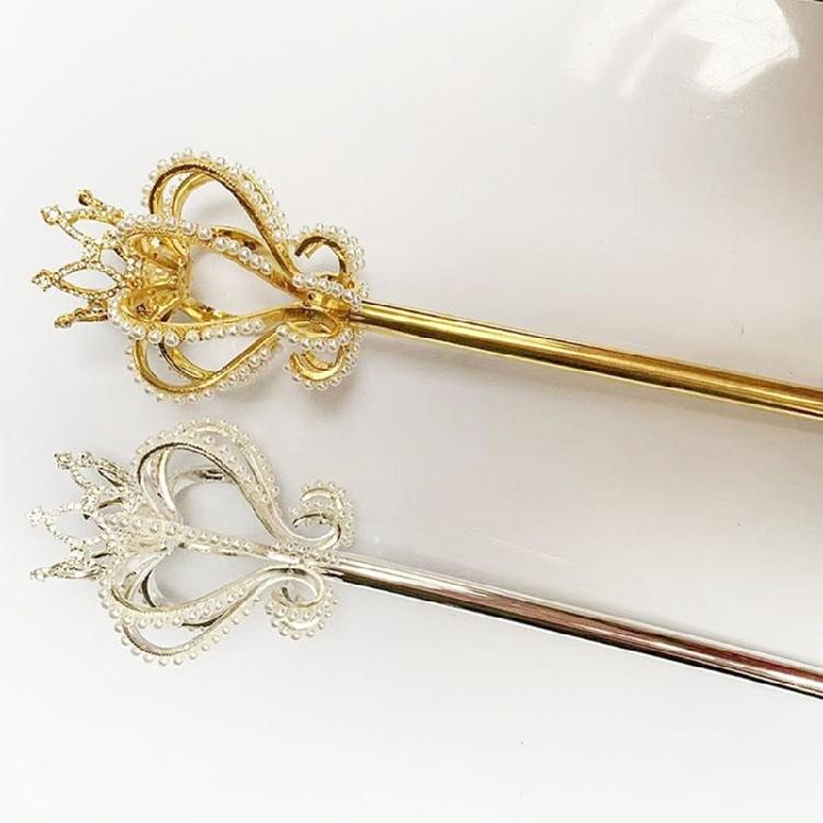 Enchanting Cosplay Jeweled Walking Stick with Pearls Accents Embedded Metal Roleplay Wand Ideal for Costume Parties Gift