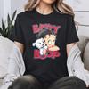 Betty Boop with Pudgy Dog Shirt Vintage Women Summer Cotton Short Sleeve Retro Cartoon Girl Graphic Printed Casual Daily Outfit