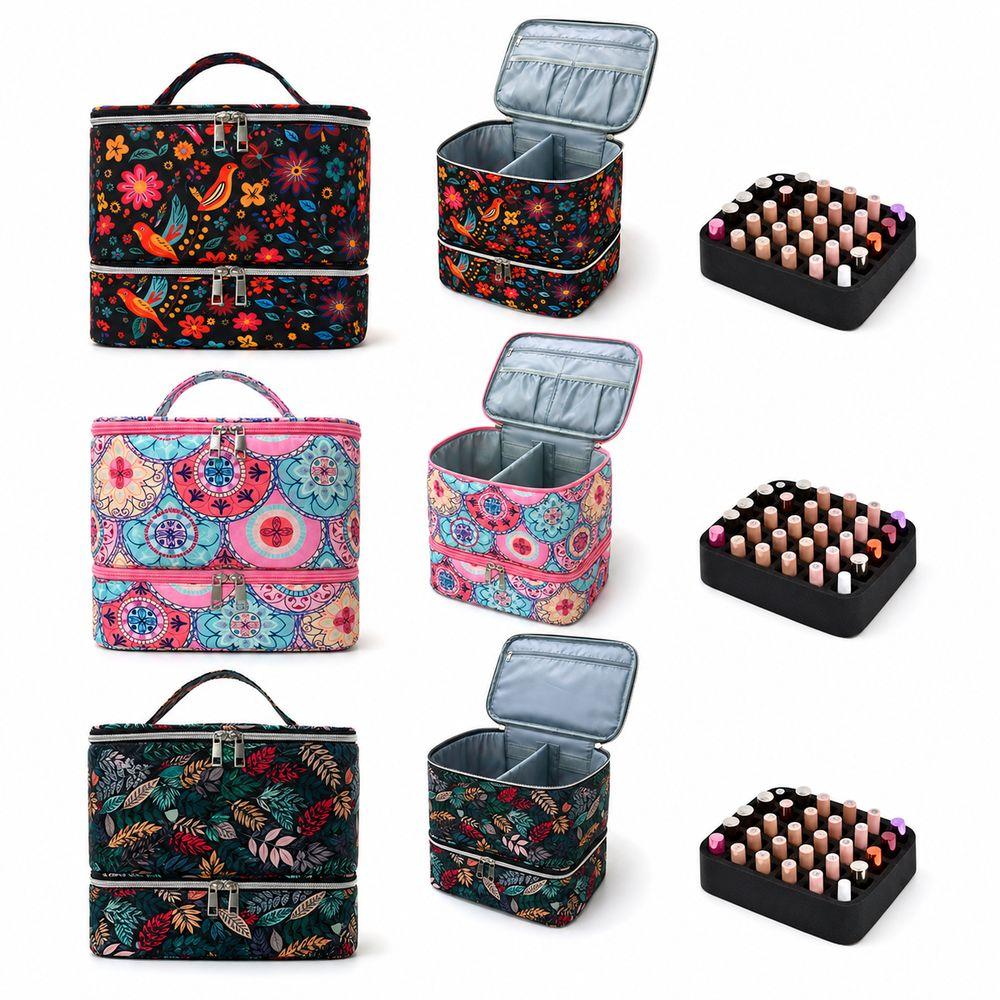 Double Layer Essential Oil Storage Bag 30 Grids Nail Care Kit Bag Makeup Bag for Nail Lovers