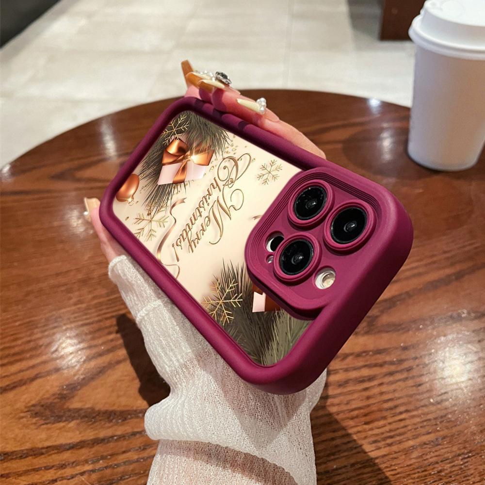 N114 Merry Christmas Desig Art Happy New Year Soft Angel Eyes Phone Cases for iPhone 16 15 14 13 11 Pro Max 8 7 6s Plus 12 XR XS Max Shockproof Cover