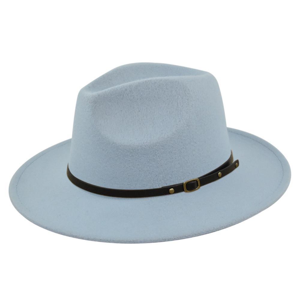 Retro Plush Jazz Multi Color Flat Big Brimmed Hat With Fashionable Personality
