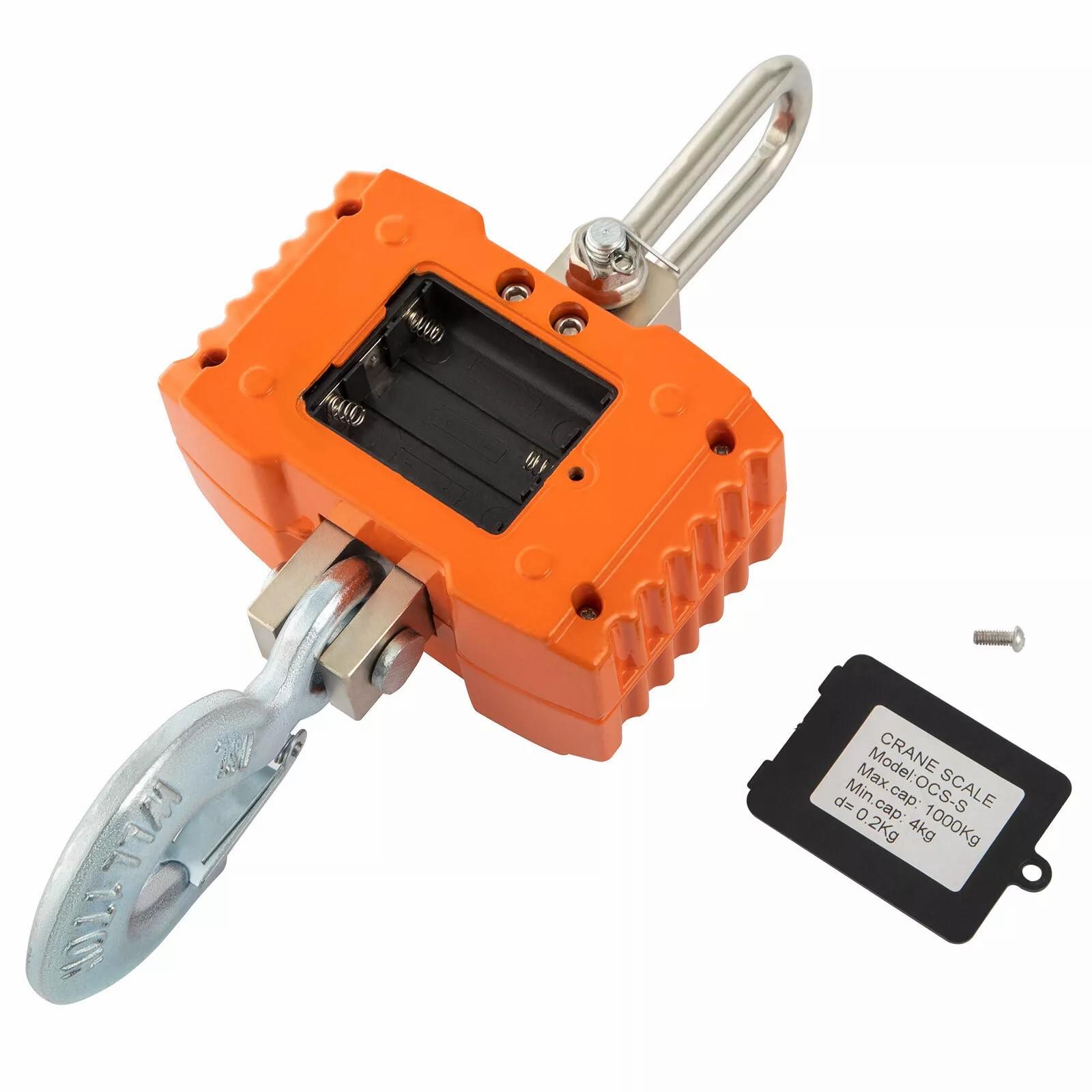 

LCD Display Digital Crane Scale 1000kg/2204lbs Portable Hanging Scale for Industry Construction Outdoor Orange