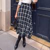 Women's Vintage Plaid High-Waist A-Line Casual Midi Skirt