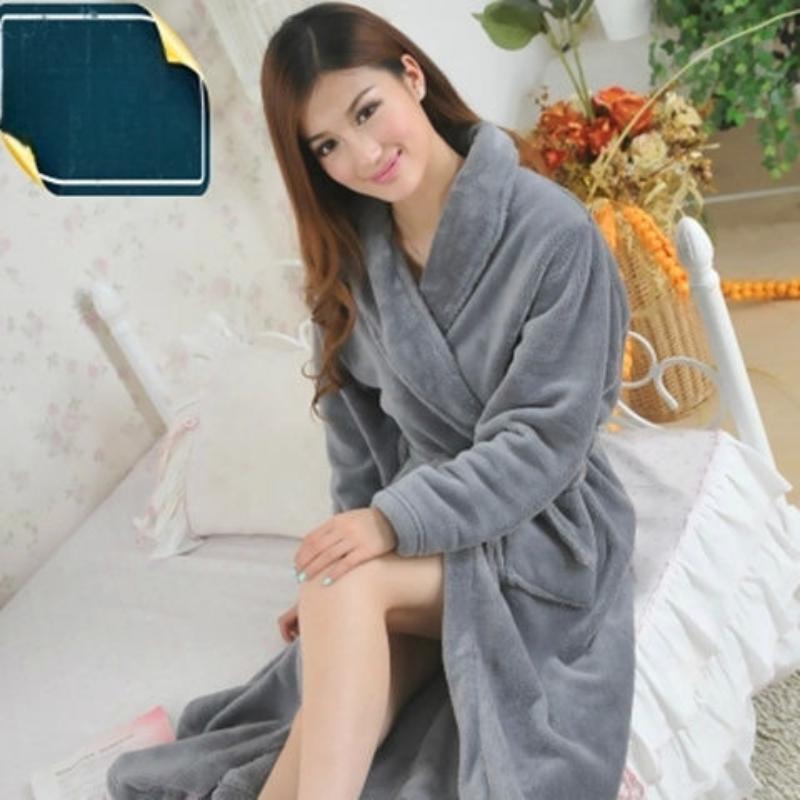 Thickened Flannel Nightgown, Large Size Autumn and Winter Pajamas, Coral Fleece Bathrobe