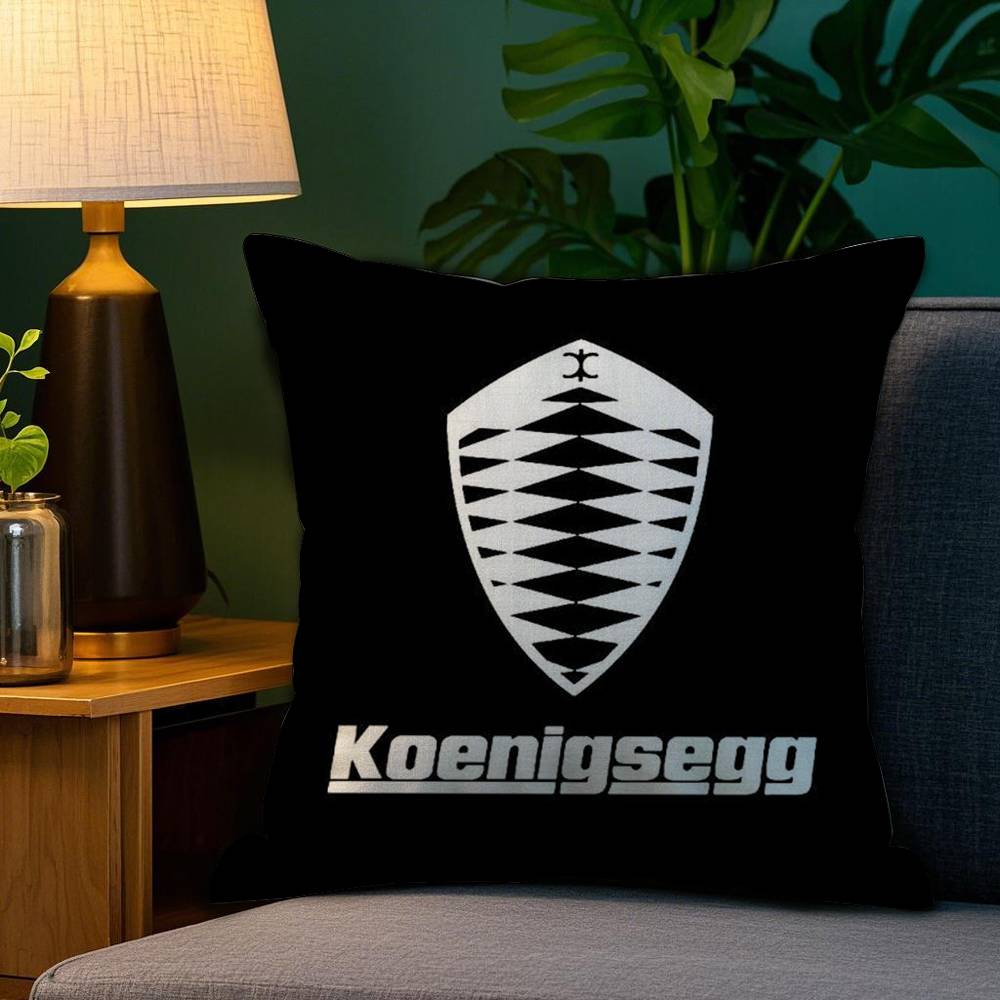 Luxury Car K-Koenigsegg Logo Pillow Case Home Double-Sided Printing Short Plush Colorfast Microfiber Cushion Cover