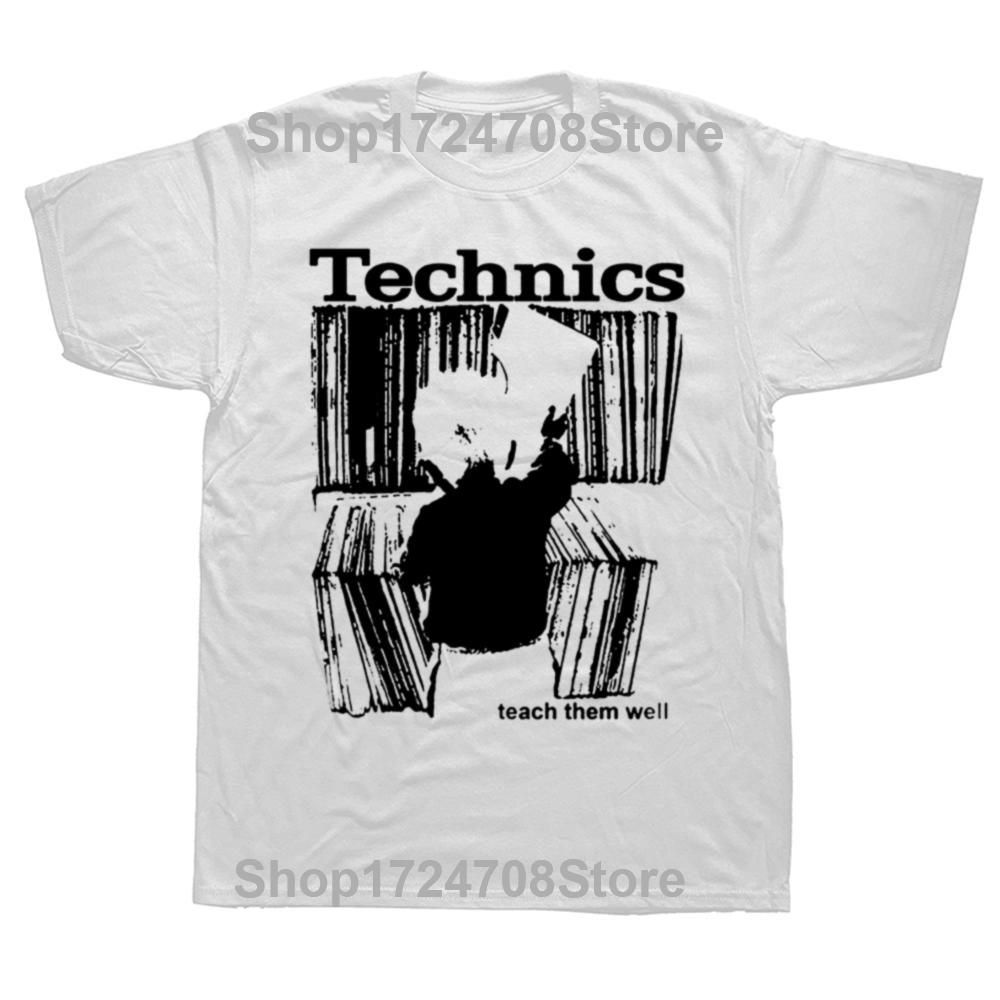 Zabawna Koszulka Technics Dziecko Naucz Ich Dobrze Dj Muzyka Grafika Moda Męska Codzienna Koszulka 100% Bawełna Luźna Oversize Koszulka