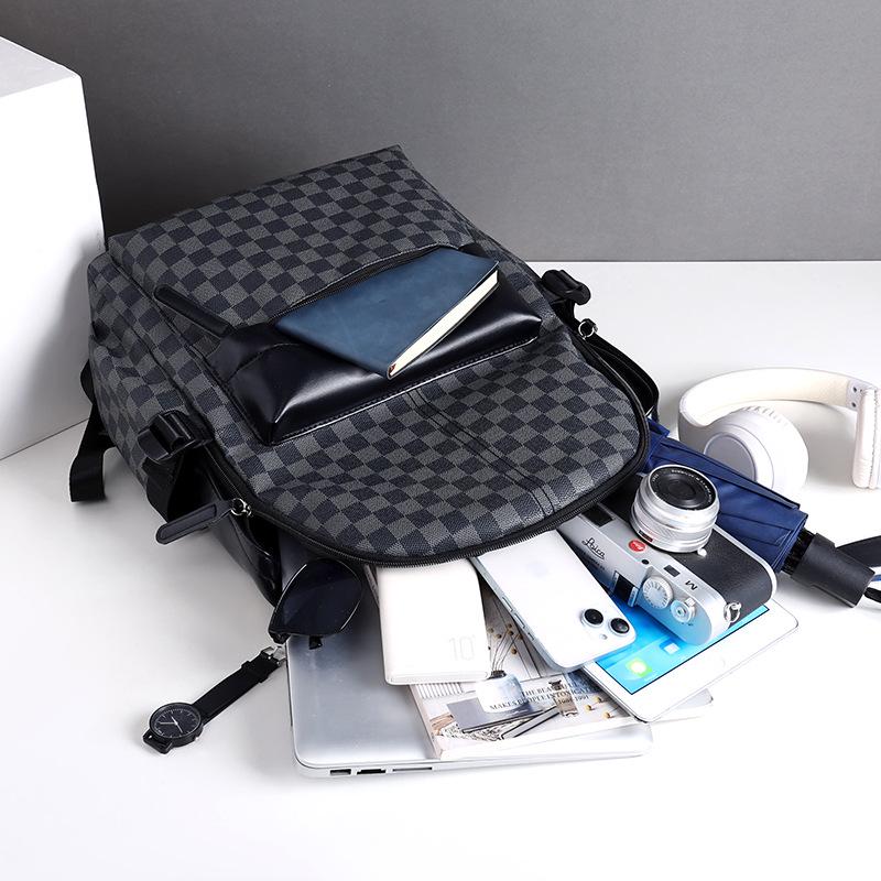 Stylish Men's Plaid Business Backpack: Versatile, Large-Capacity, Perfect for Commuting