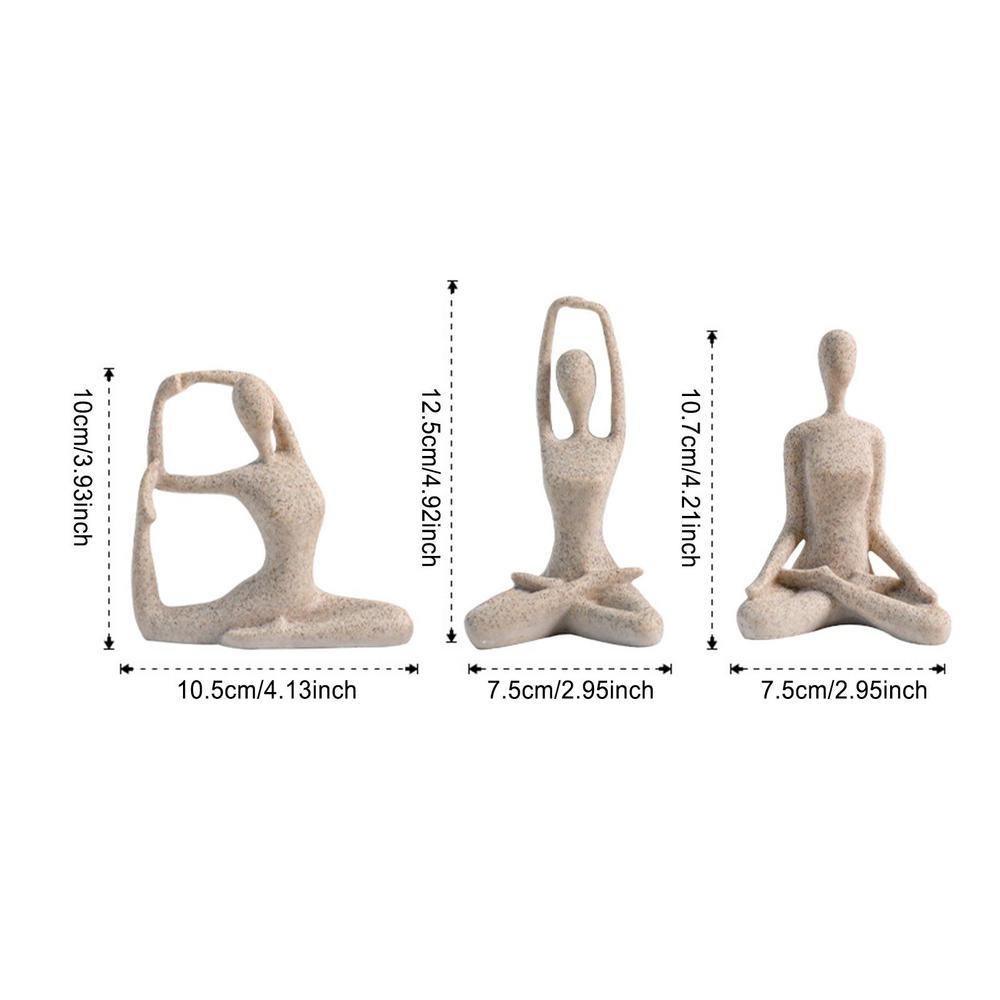 Yoga Pose Statue 3Pcs Resin Yoga Sculptures Meditating Yoga Decor Craft Tabletop Abstract Decor Home Decor Ornaments Sculpture