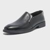 Men's Trendy Korean-Style Black Leather Formal Shoes – Breathable, Round-Toe Design for Casual and Business Wear.