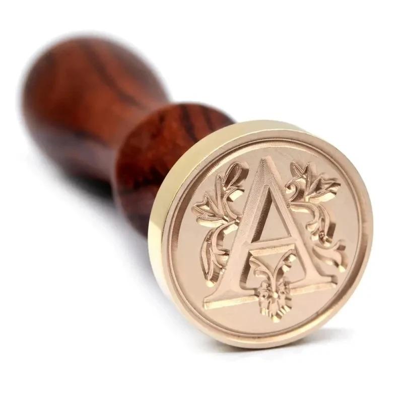1set 26 Letter A-Z Wax Seal Stamp with Wooden Handle, Wax Seal Paint Copper Head for Envelope Gift Invitation Card Sticker