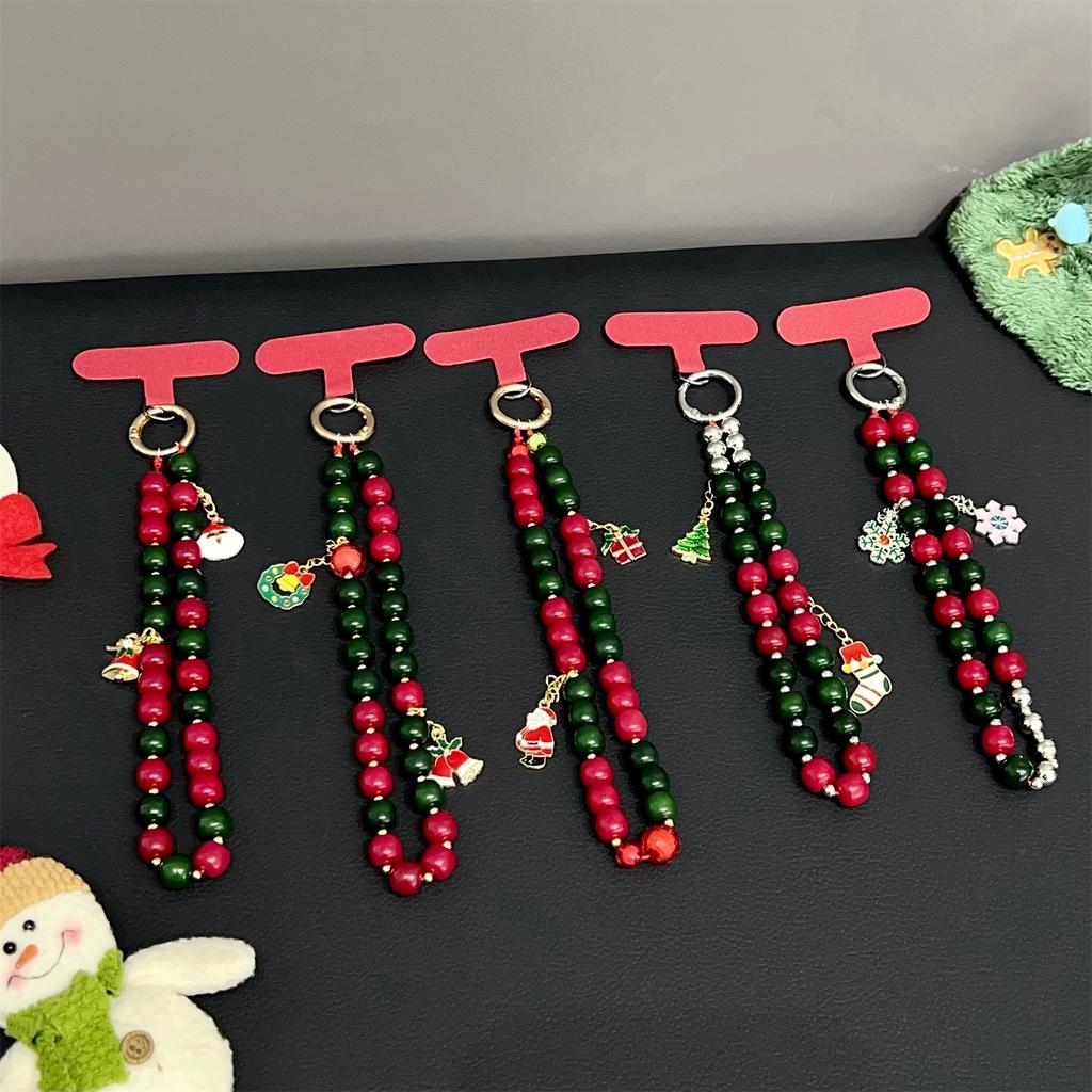 8 inch Length Handmade Beaded Christmas Phone Strap Lanyard Charm Festive Holiday Accessory Hanging Ornament Gift