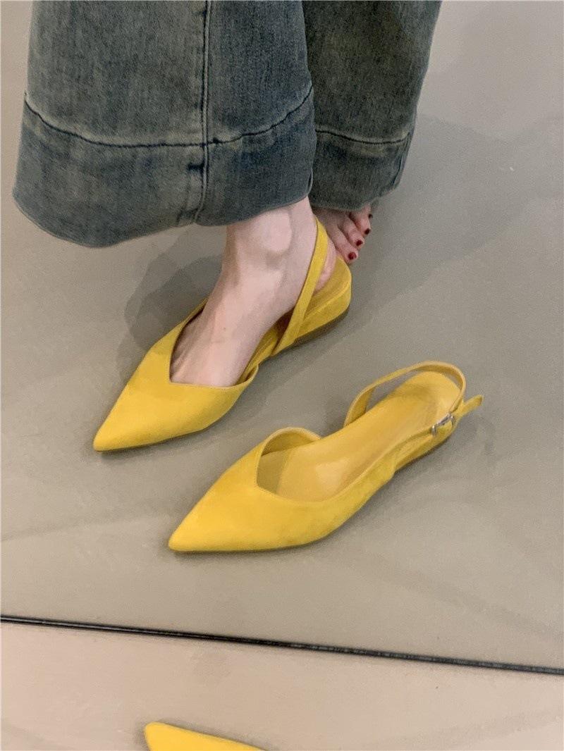 

Korean bag head sandals women s summer wear simple pointed versatile not tired feet word belt single shoes summer skirt 35