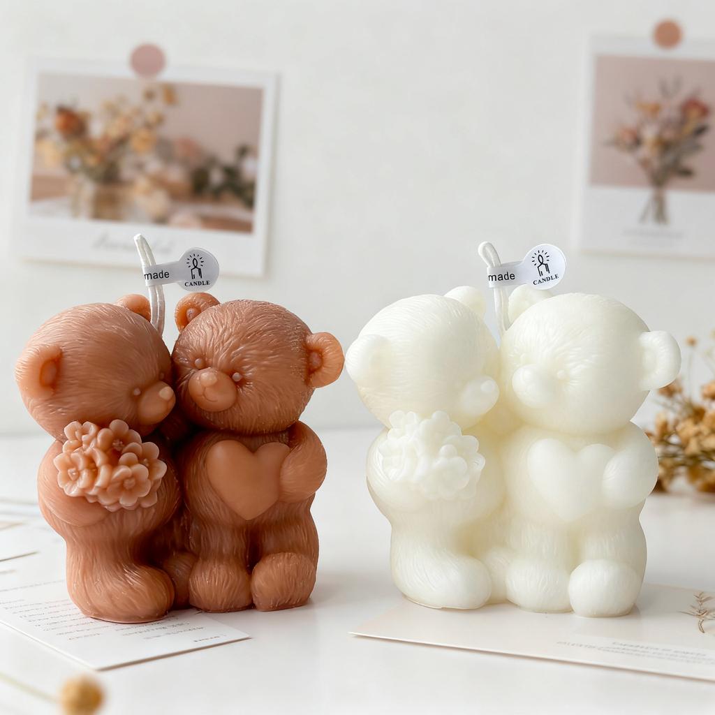 Handmade Bear Candles Couple Bear Soy Wax Decorative Valentine's Day Gifts & Home Decor Scented Candle