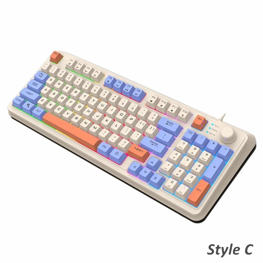 

Классическая проводная офисная клавиатура с 94 клавишами, полноразмерная клавиатура с RGB-подсветкой и тремя разноцветными колпачками клавиш для ноутбука Style C