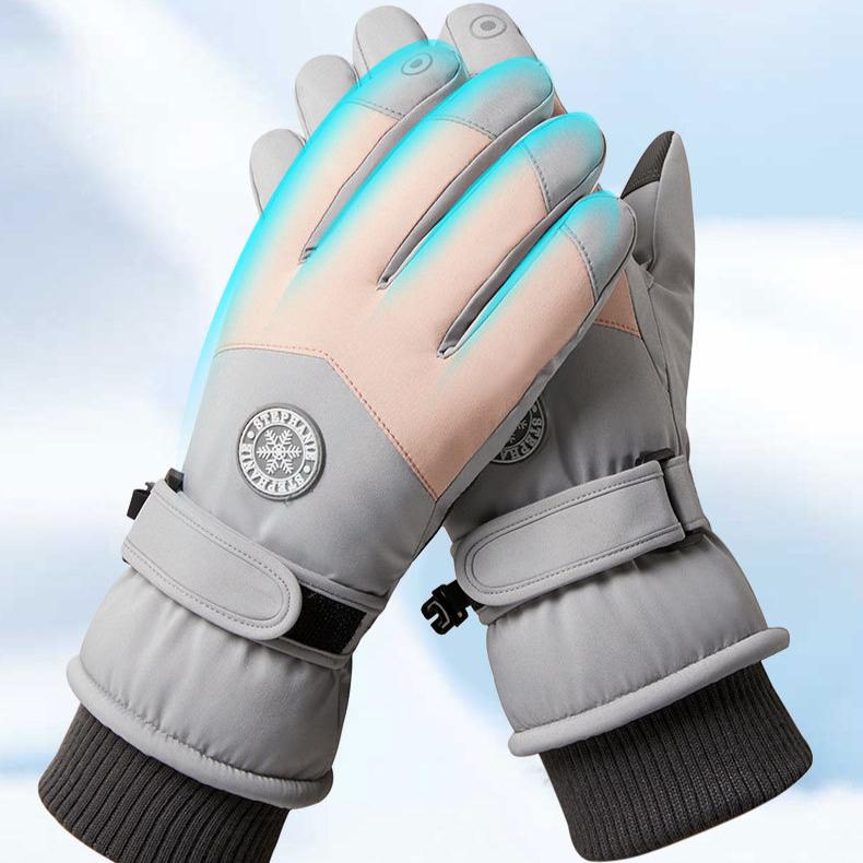 Ski Gloves Winter Warm Gloves Men's and Women's Cycling Gloves Thickened Finger Touch Screen Hiking Couple Anti Slip and Windproof Gloves