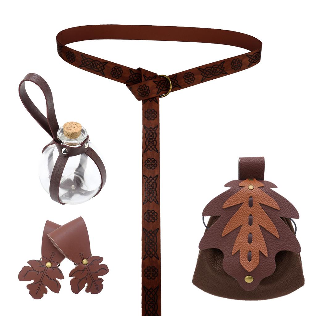 Mittelalterliches Halloween Kostüm Zubehör Set Wikinger Gürtel Rock Riemen Clip Karneval Cosplay Requisiten