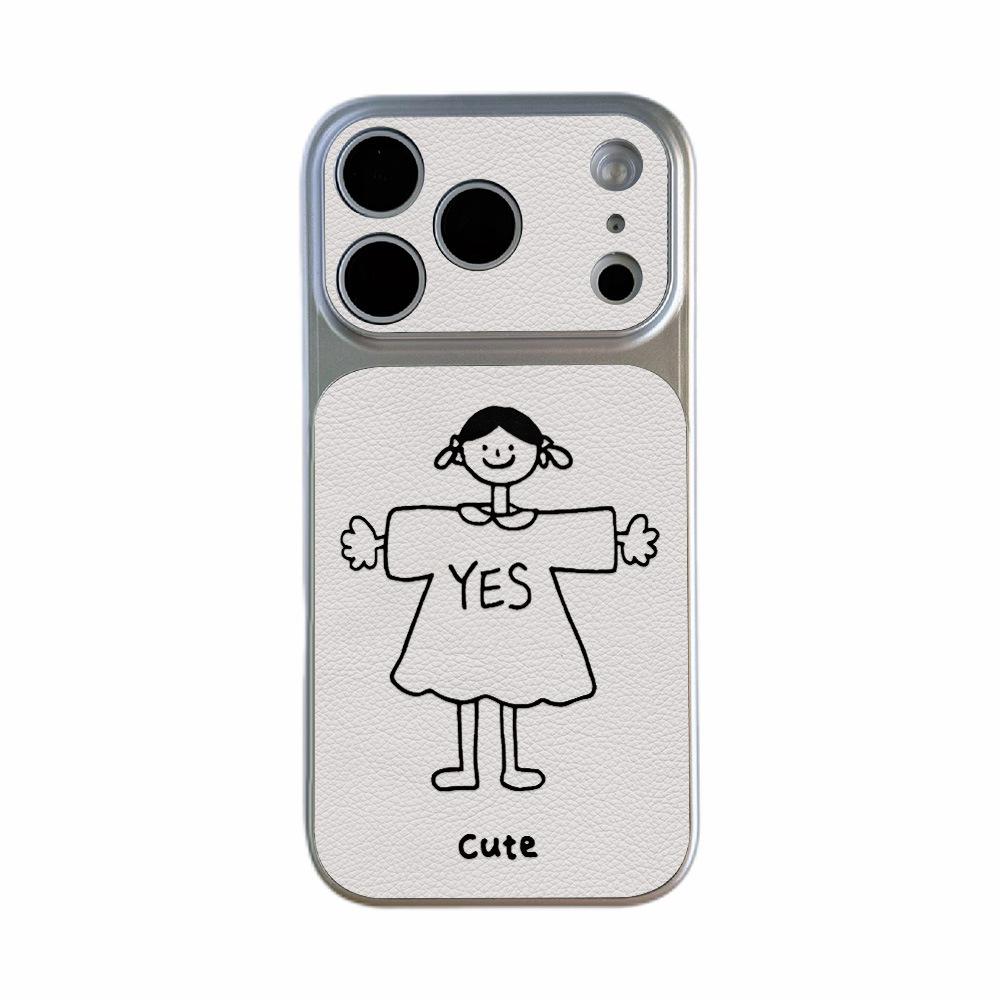 Simple line girl suitable for Apple 17PROMAX mobile phone case large window iPhone16 soft 15 all-inclusive 14