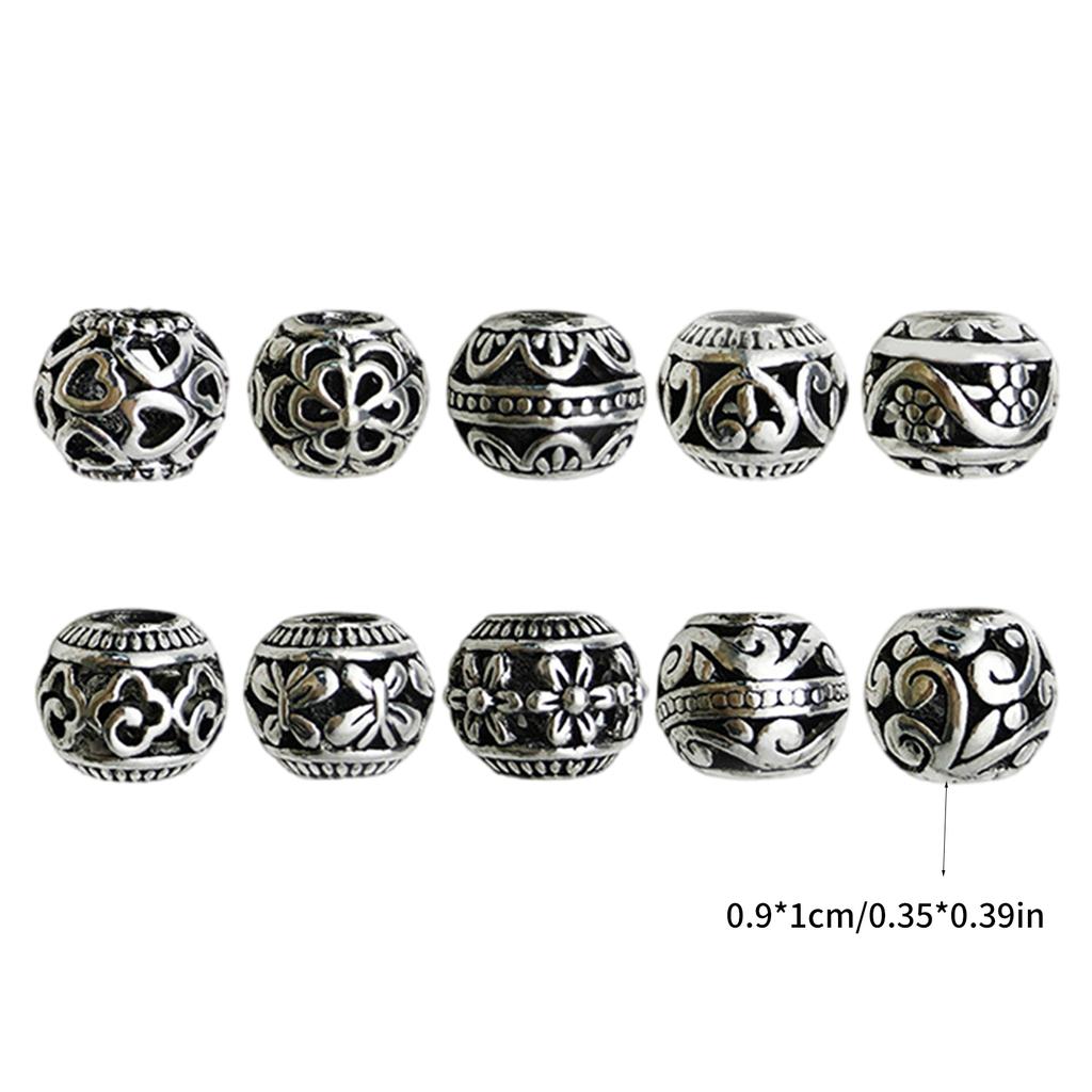 10pcs Tibetan Style Large Hole Spacer Beads Antique Silver for DIY Jewellery Making and Crafting Projects