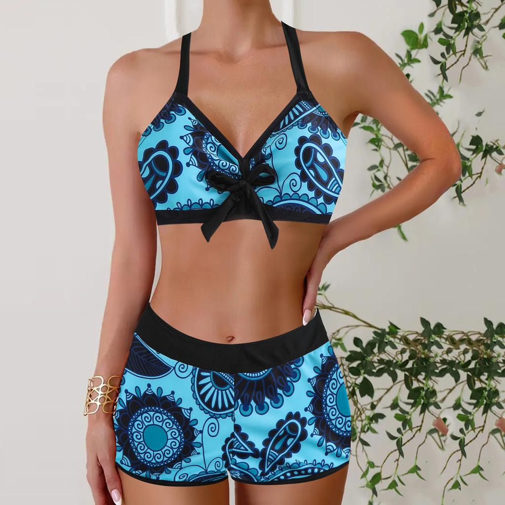Damen Geometrischer Druck Bikini Einzelteil Bademode
