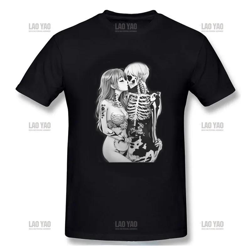 The Lovers Sweet Kiss Skull Tshirts Hug Me Pure Couple Skeleton Skull T Shirt Men Easter Day Death Punk Style T Shirts