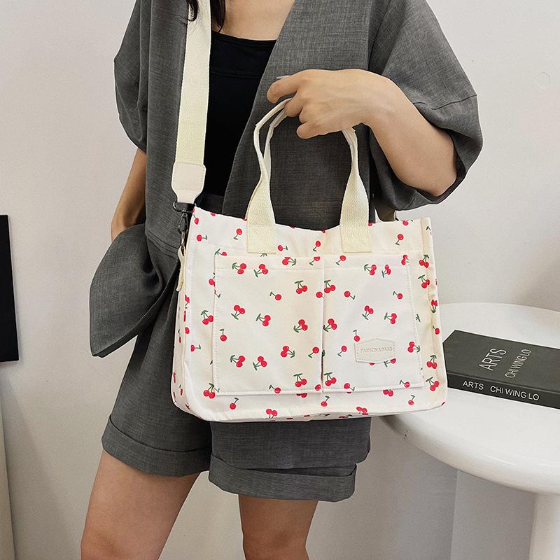 Damen Tragetaschen Verstellbarer Riemen Clutch Kirschmuster Handtaschen Große Kapazität Shopper Pendeltasche Tragetasche Handtasche Bolsos De Mujer