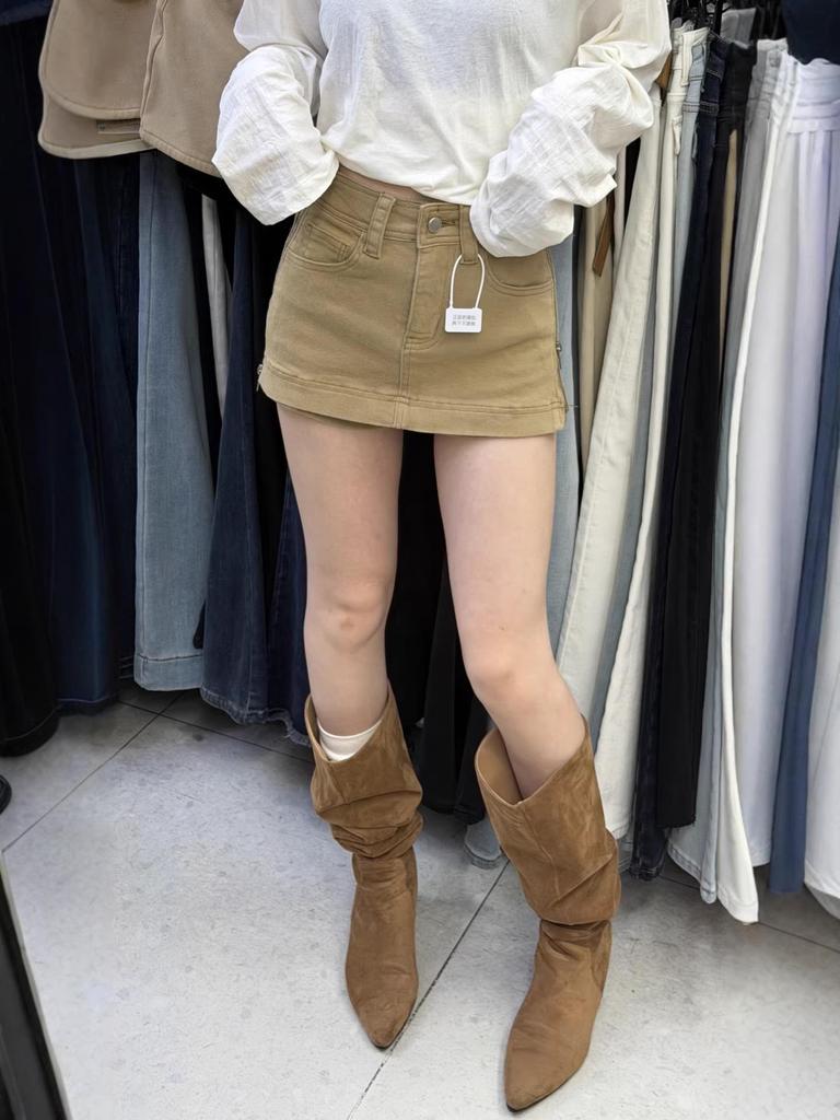 Han Mei'er 2025 Spring/Summer High-Waist Slimming Hip-Hugging Skort with Lining
