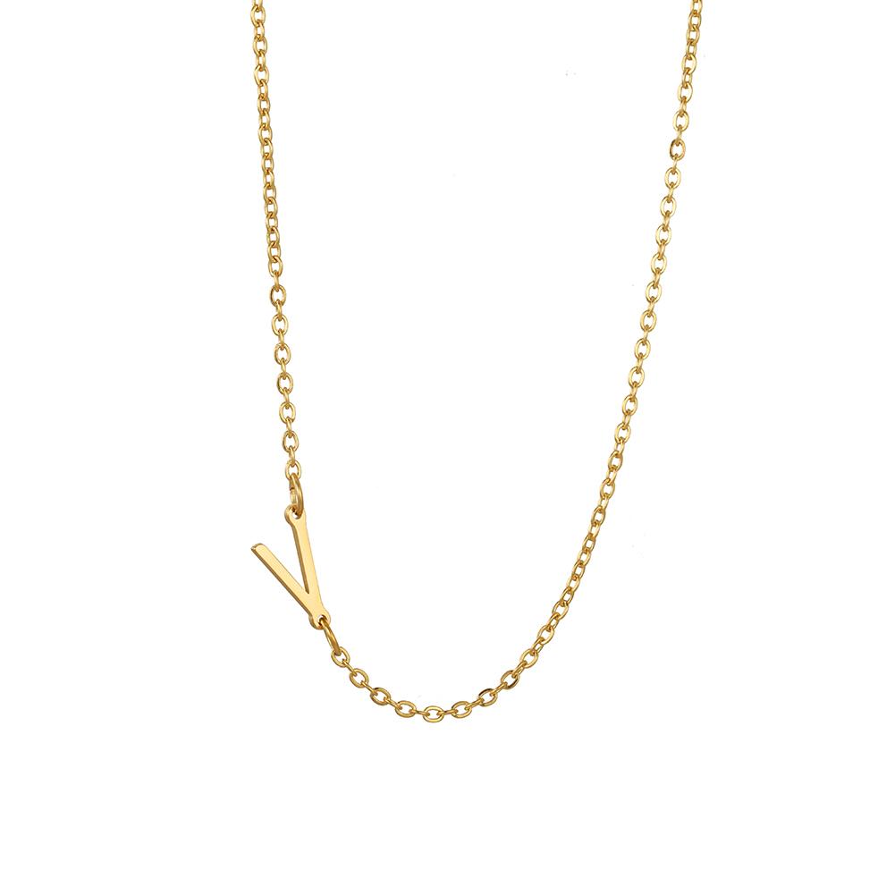 Cazador Sideways Tiny Letter Initial Necklaces A-Z Letters Necklace Stainless Steel Necklace For Women Gift Anniversary Jewelry